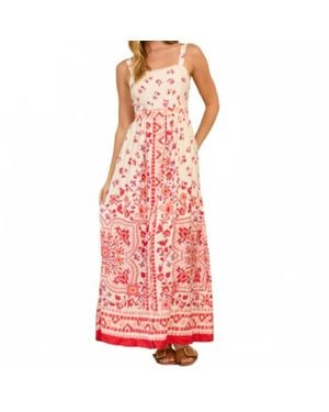 Skies Are Blue Callie Printed Maxi Dress - Red