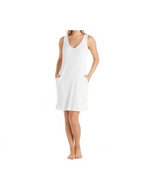 Softies Rib Dream 34" Double V-Neck Lounge Dress - White