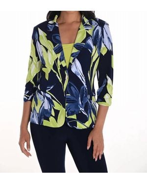 FRANK LYMAN Floral Print Knit Blazer - Blue