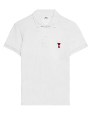 Tシャツ・カットソー AMI PARIS Cream viscose blend oversize polo shirt Ami Paris Ami Cream Viscose Blend Oversize Polo Shirt in