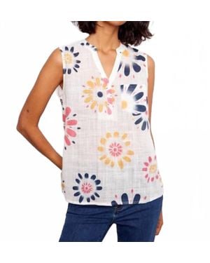 Charlie b Printed Cotton Gauze Sleeveless Shirt - White
