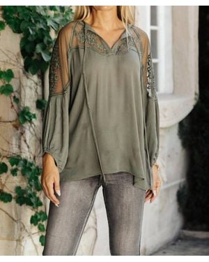 And The Why Alara Embroidered Top - Green