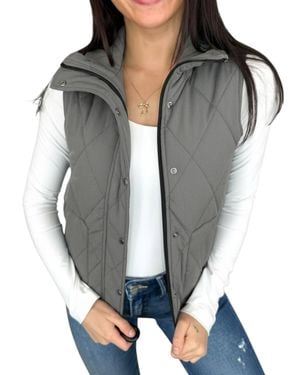 Michelle Mae One Call Away Puffer Vest - Gray