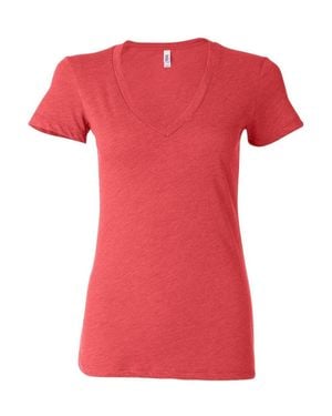 Bella Canvas Triblend Deep V-Neck Tee - Red