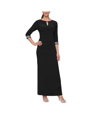 Alex Evenings Embellished Maxi Evening Dress - Black
