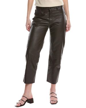DL1961 Patti High-Rise Leather Straight Jean - Black