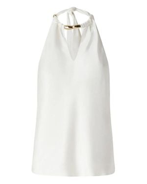 Pinko Open-Back Draped Halter Neckline Blouse - White