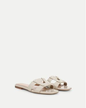 Veronica Beard Via Slide Leather Flat Sandal - Natural