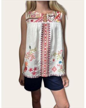 Johnny Was Relaxed Yoke Tank Georgia - White