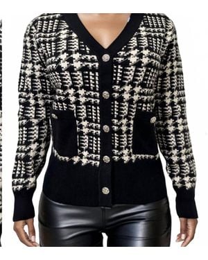 N by Nancy Plaid Cardigan Sweater - Black
