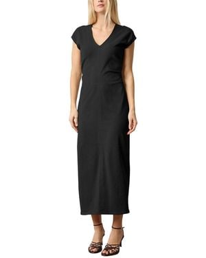 Lilla P Slim Fit Side Tuck Maxi Dress - Black