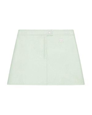 Courreges A-Line Mini Skirt With Tonal Logo And Discreet Button Closure - Green
