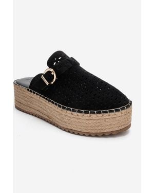 Forever & Always Shoes Louis Leather Platform Sandal - Black