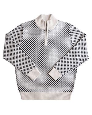 Long Wharf Supply Co. Edgartown Seawell Quarter Zip Sweater - White