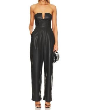 Susana Monaco Faux Leather Jumpsuit - Black