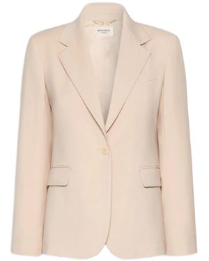 Weekend Structured Tailored Blazer With Notched Lapels And Flap Pockets - Natural