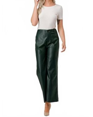 GeeGee X Lovelo Piper Faux Leather Wide Leg Pant - Green