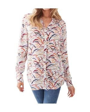 Fdj Colorful Grasses Roll-Up Sleeves Top - Red