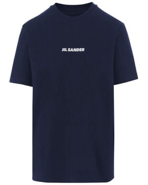 Jil Sander Logo Cotton T-Shirt - Blue