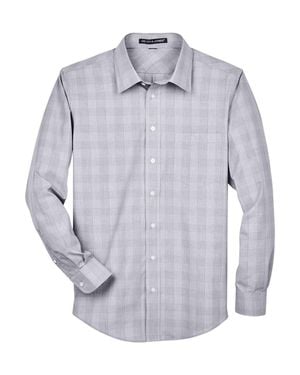 Devon & Jones Crown Collection Glen Plaid Woven Dress Shirt - Gray
