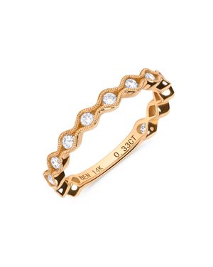 H.J. Namdar H. J. Namdar 0.33 Ct Tw Curvy Milgrain Channel Set Round Diamond Stack Ring 14K Rose Natural Diamonds Size 6 - Metallic