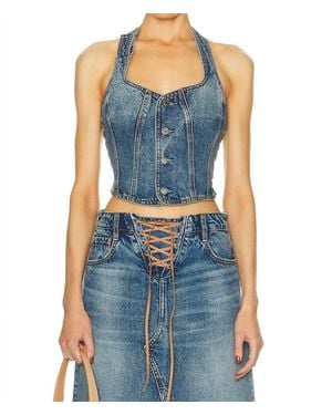 GRLFRND Phoebe Laced Halter Top - Blue