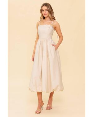 TRUEDAMES Regal Cutie Cream Woven Midi Dress - Natural