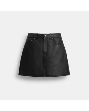 COACH Mini Leather Skirt - Black