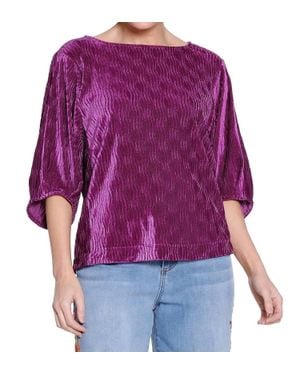Tru Luxe Crinkle Velvet Top - Purple