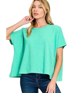 Zenana Oversized Slub Tee - Green