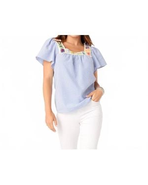 Coco + Carmen Amy Top With Crochet Trim - Blue