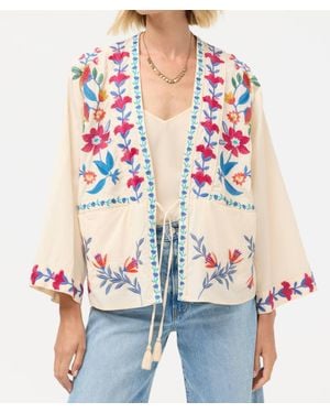 Johnny Was Elizabeth Front Tie Patchwork Kimono - White