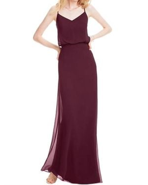 Bill Levkoff Chiffon V-Neck A-Line Dress Bridesmaid Dress - Purple