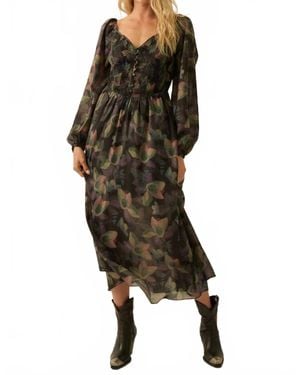 Promesa Floral Sweetheart Midi Dress - Black