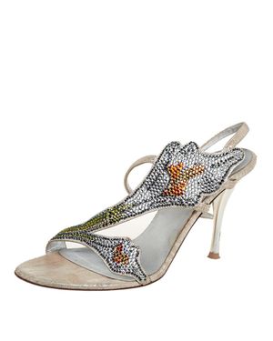 Loriblu Fabric Crystal Embellished Sandals - Metallic