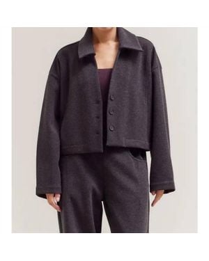 GRADE & GATHER Bella Crop Wool Collar Jacket - Black