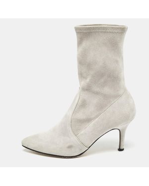 Stuart Weitzman Suede Ankle Booties - White