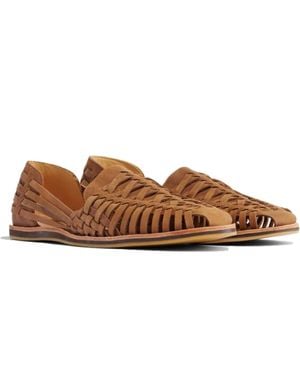 Nisolo Huarache Sandals Leather Round Toe Slip-On Rhs8506 - Brown