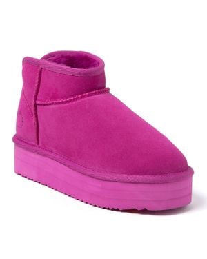 Dearfoams Fireside By Kingston Genuine Shearling Platform Bootie - Gray