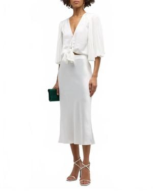 Ramy Brook Salma Pleated Sleeves Blouse - White