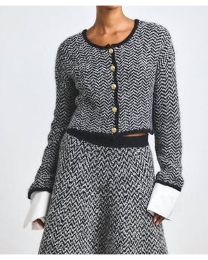 10 Crosby Derek Lam Sabine Herringbone Knit Cardigan - Gray