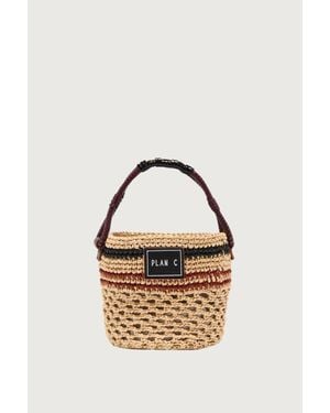 Plan C Bucket Straw Bag - Metallic