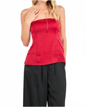 Sadie & Sage Romy Satin Tube Top - Red
