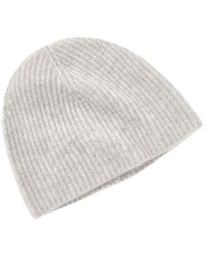 Phenix Rib Knit Cashmere Beanie - White