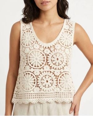 Pol Floral Crochet Top - Natural