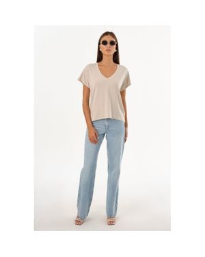 Lamarque Nerea Jersey V Neck Tee - Blue