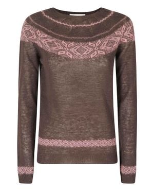 Roberto Collina Dark Fair Isle Virgin Wool-Blend Sweater - Brown