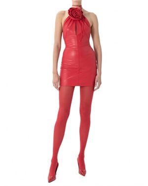 Ronny Kobo Judi Leather Mini Dress - Red