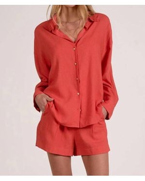 Elan Button Down Blouse - Red