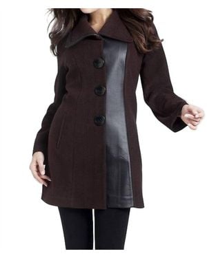 Angel Faux Leather Accent Car Coat - Black